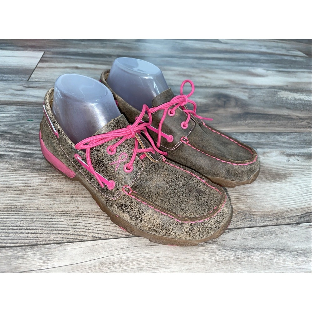 Twisted X Womens "Tough Enough to‎ Wear Pink" Bomber Driving Moc WDM0018 Sz 6 M